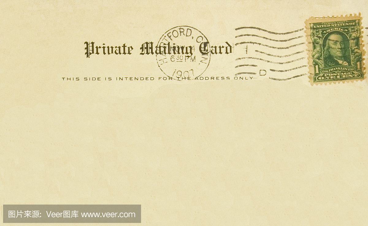 老私人邮件明信片与1907年哈特福德康涅狄格