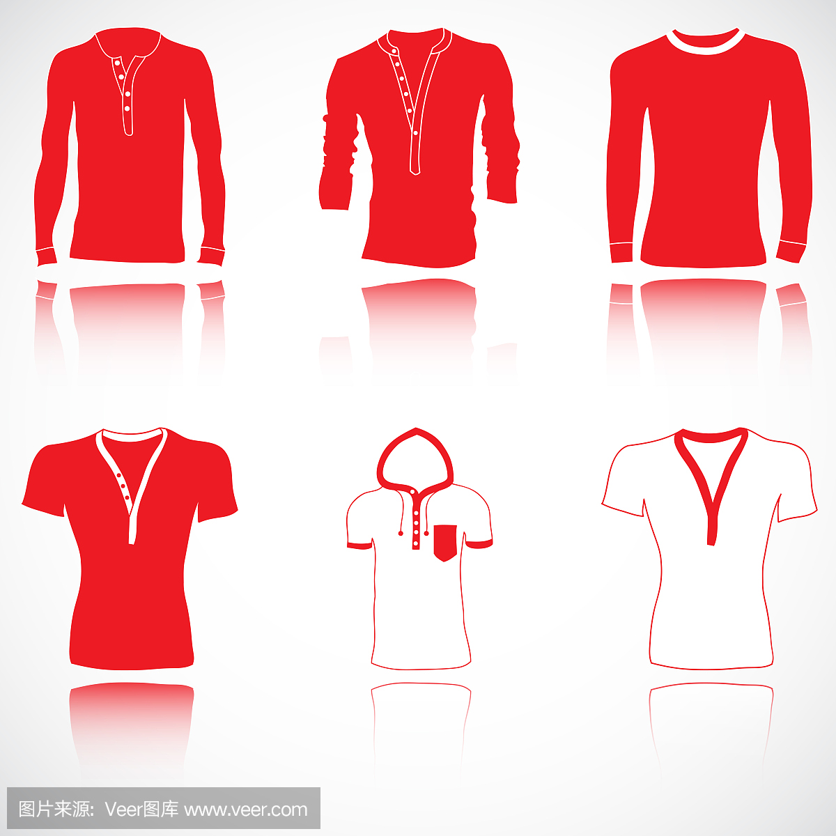 t恤,球衣和毛衣套,矢量集合