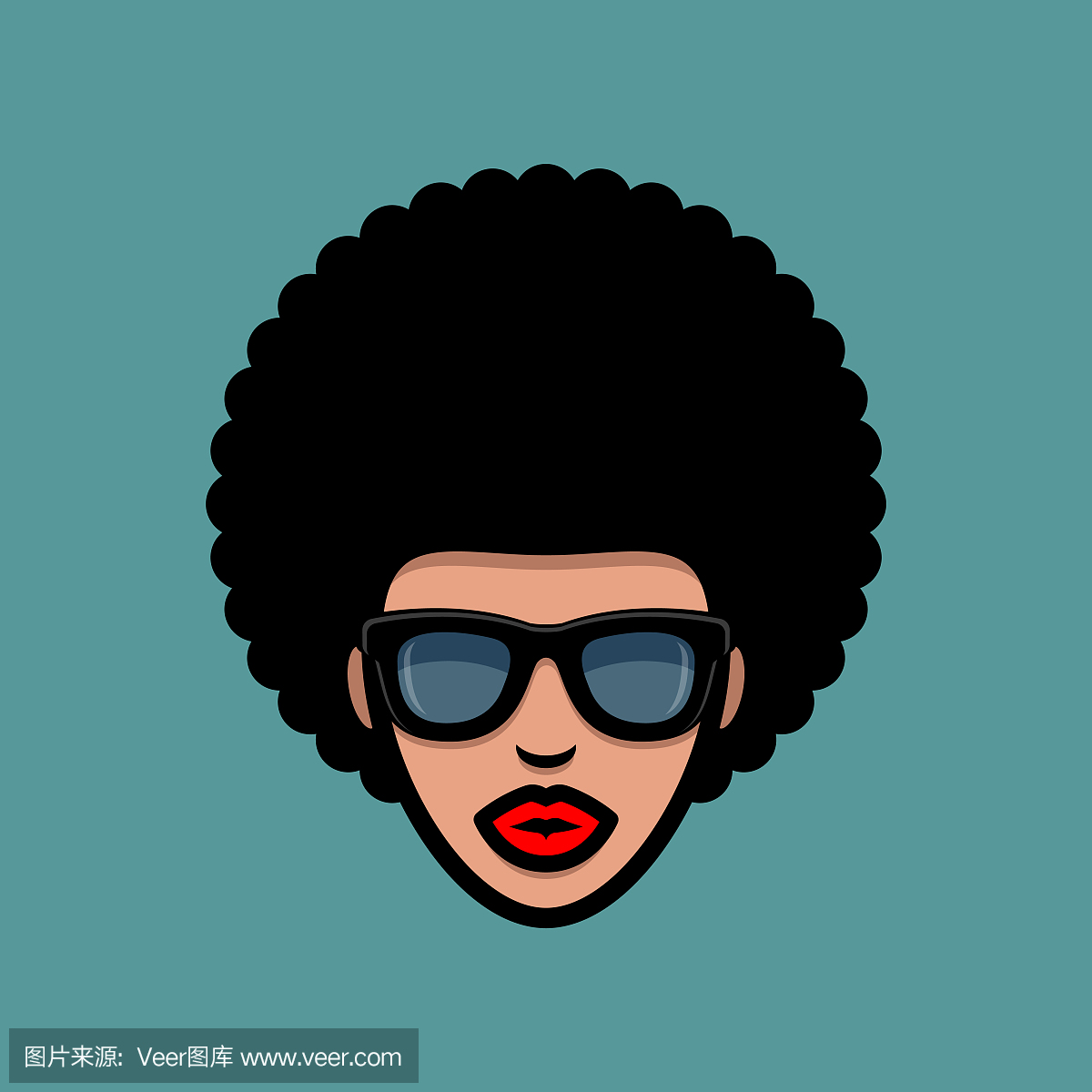 太阳镜的时髦女人与非洲裔美国人的头发