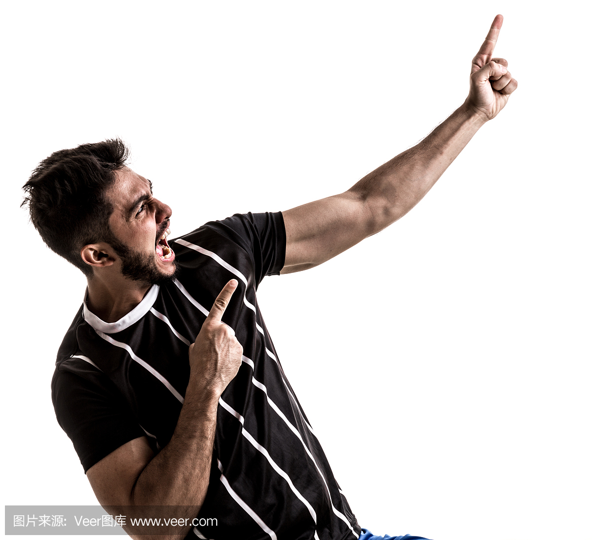 黑色和白色制服上的球迷\/体育播放器庆祝在白