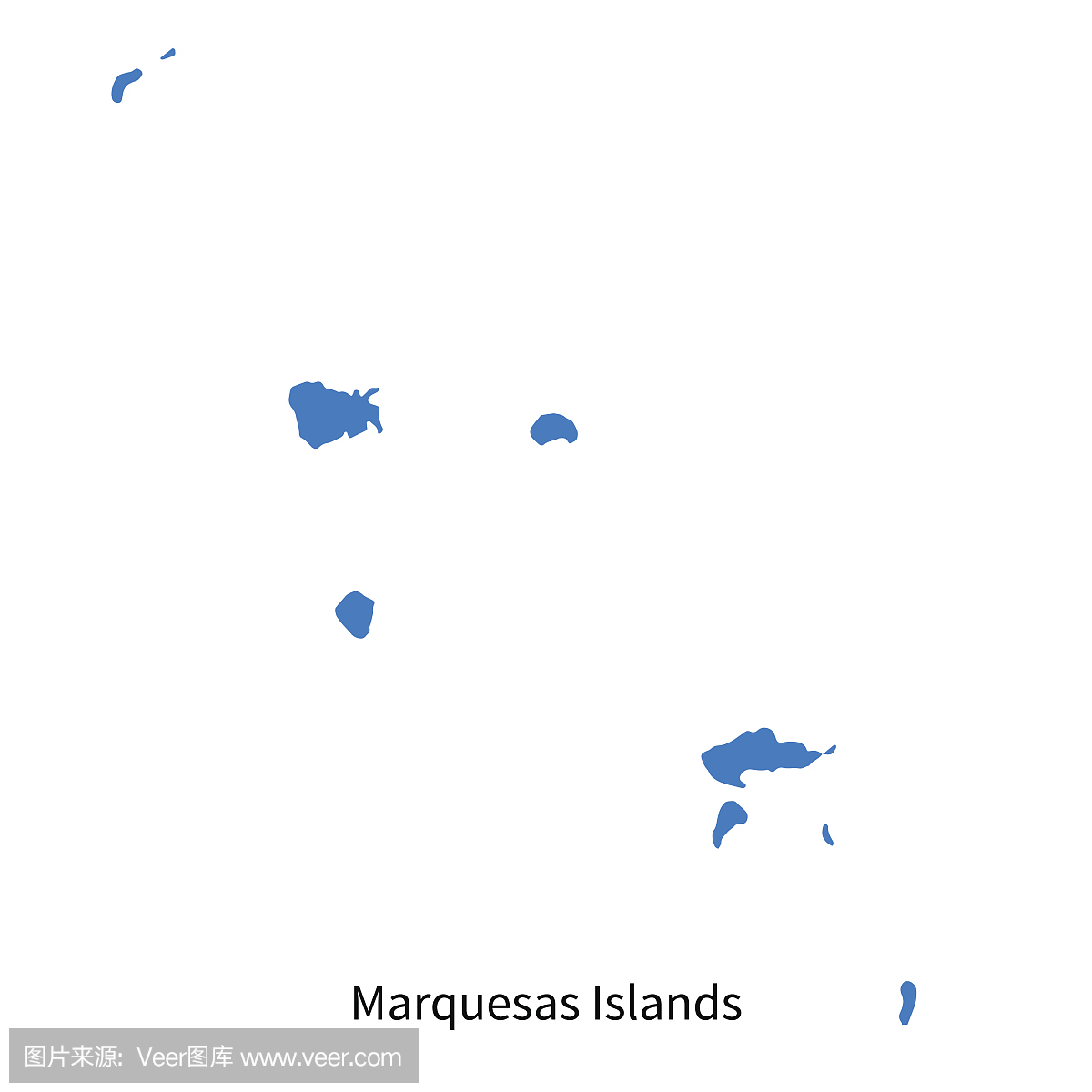 详细的马克萨斯群岛的矢量地图