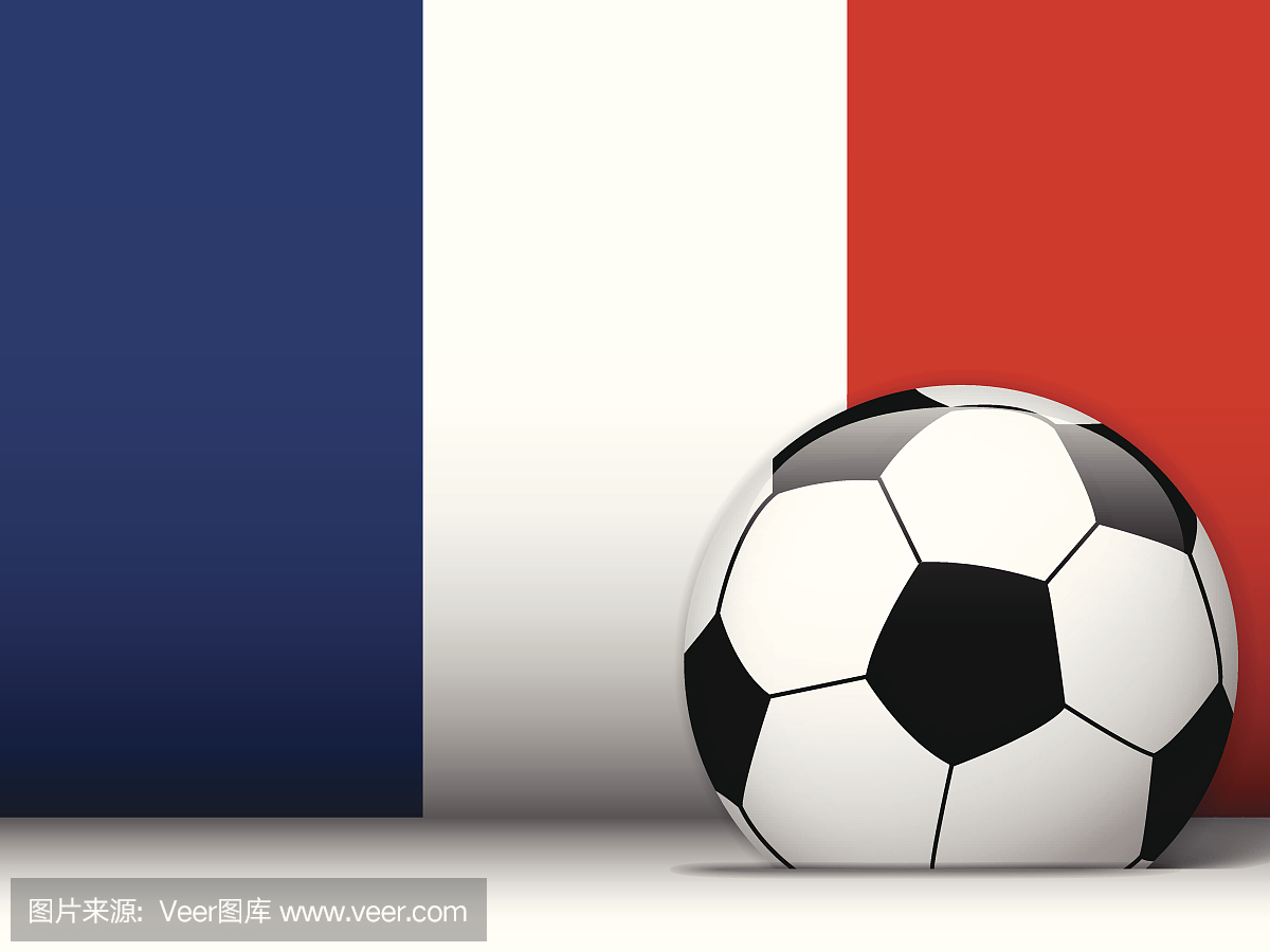 法国足球与国旗背景