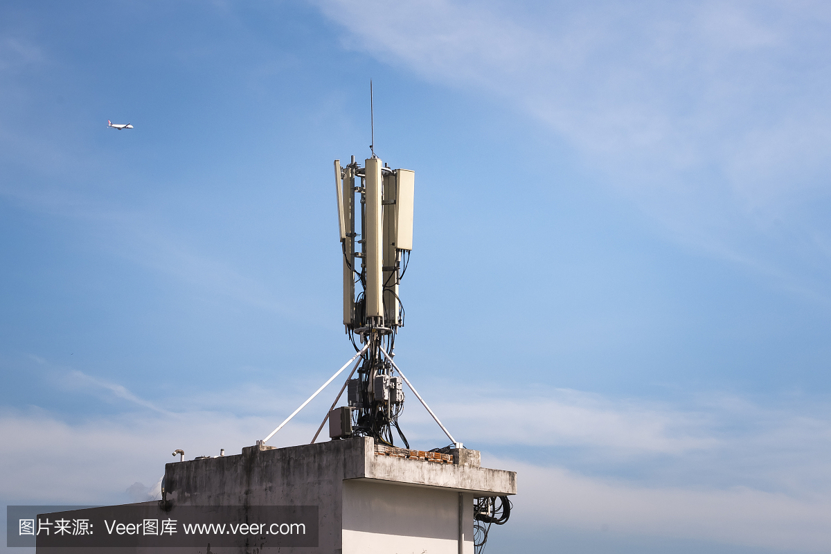 GSM收发器在屋顶,基站(BTS),移动通信技术
