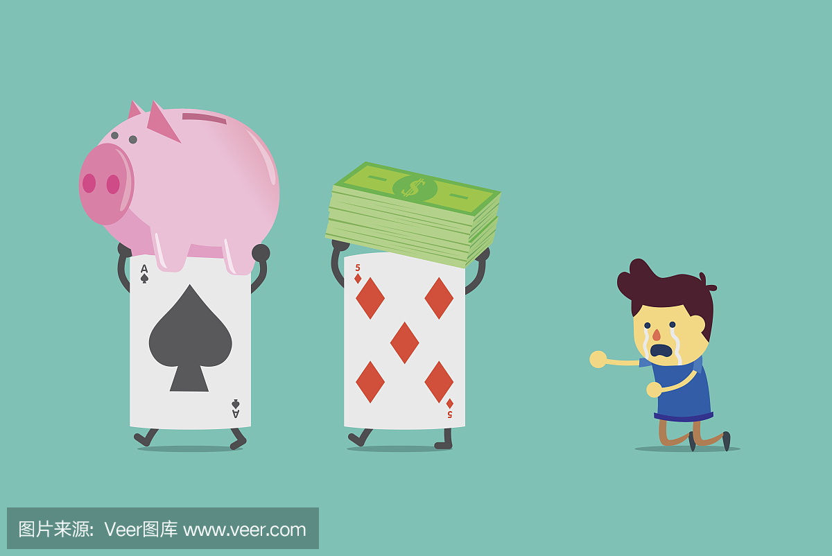 扑克卡抓住赌徒的资产