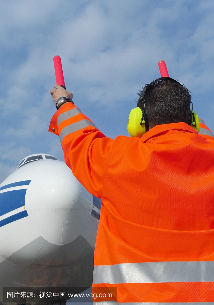 机场地勤人员向飞机,杜塞尔多夫机场,北威斯特