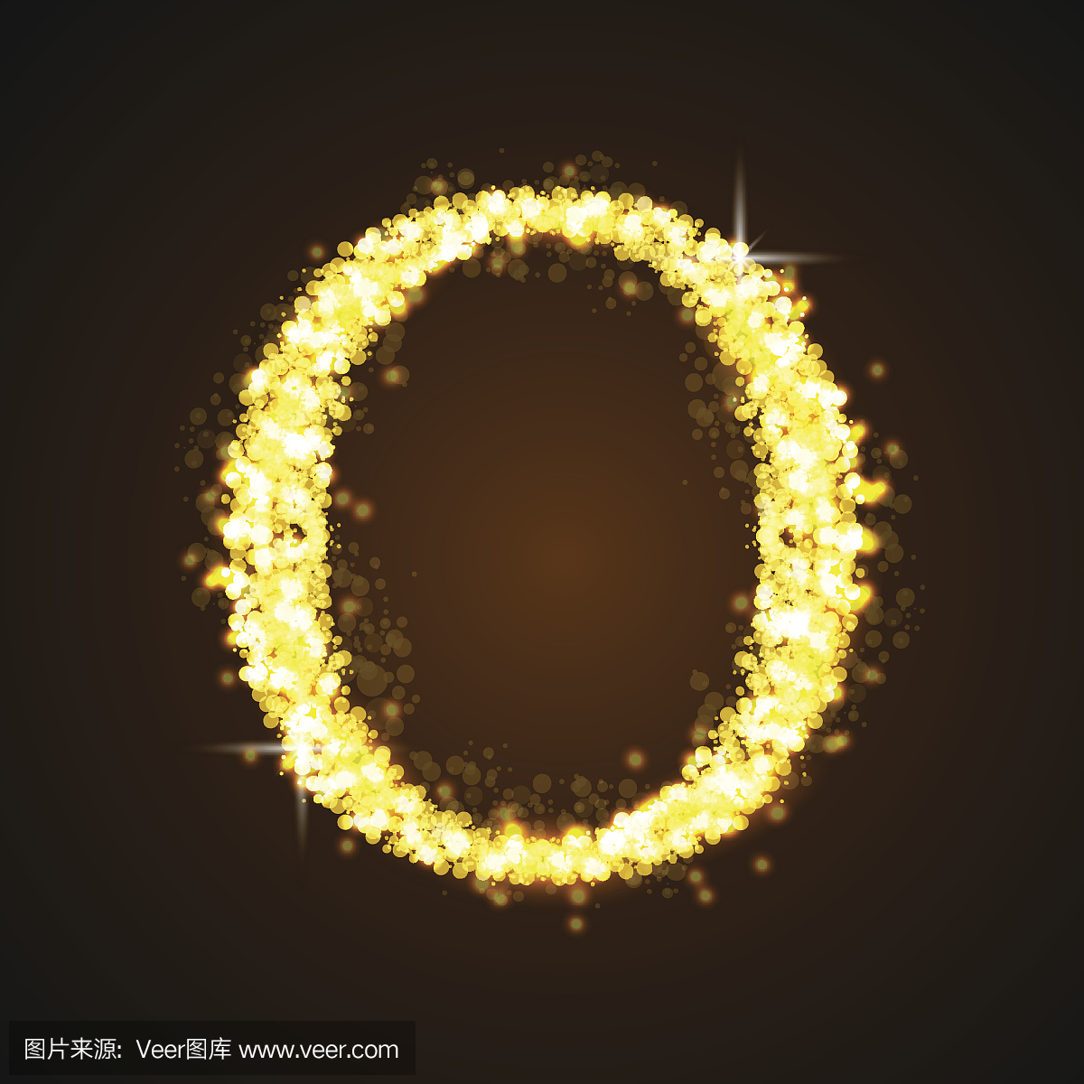 字母O的金闪闪的星星