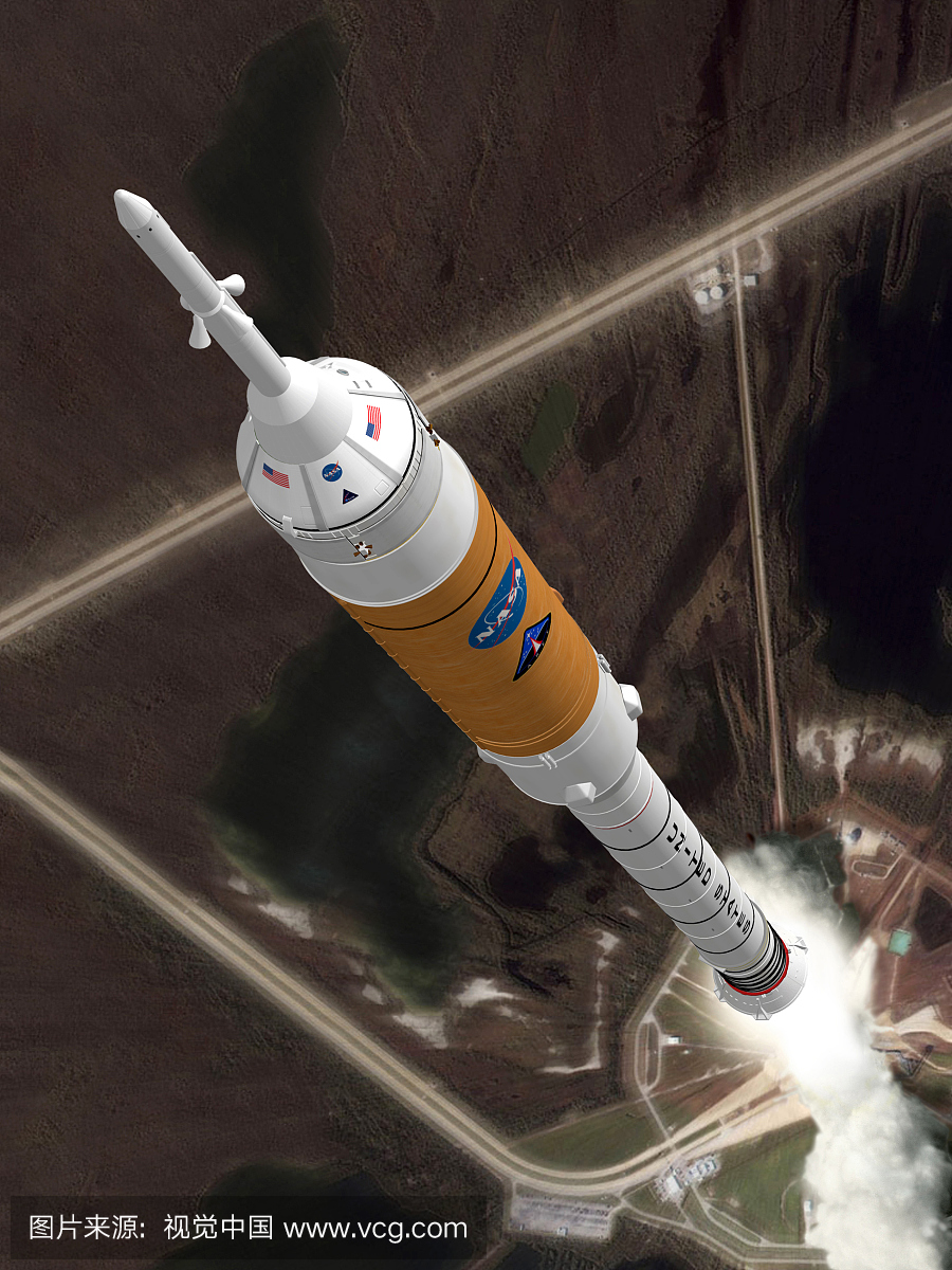 一个概念图像显示了NASA下一代船员运载火箭