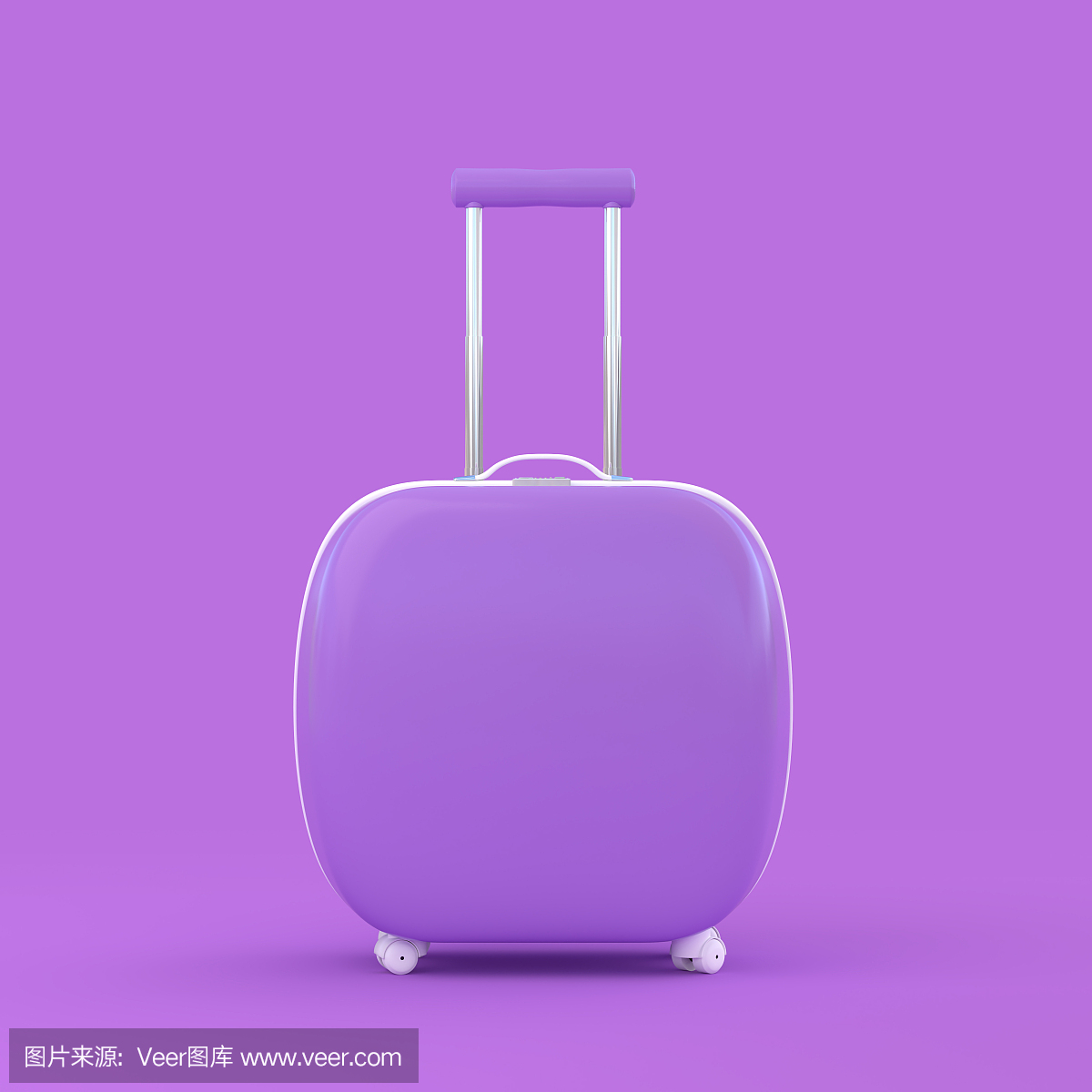 旅行手提箱紫罗兰色紫罗兰色背景与剪切路径上