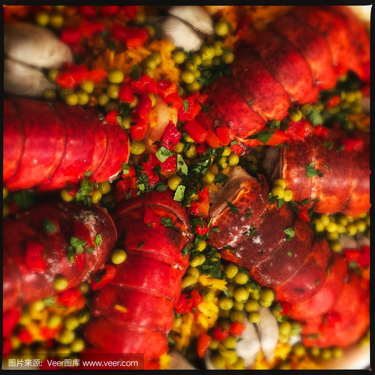 红色,海产,西班牙海鲜饭,米