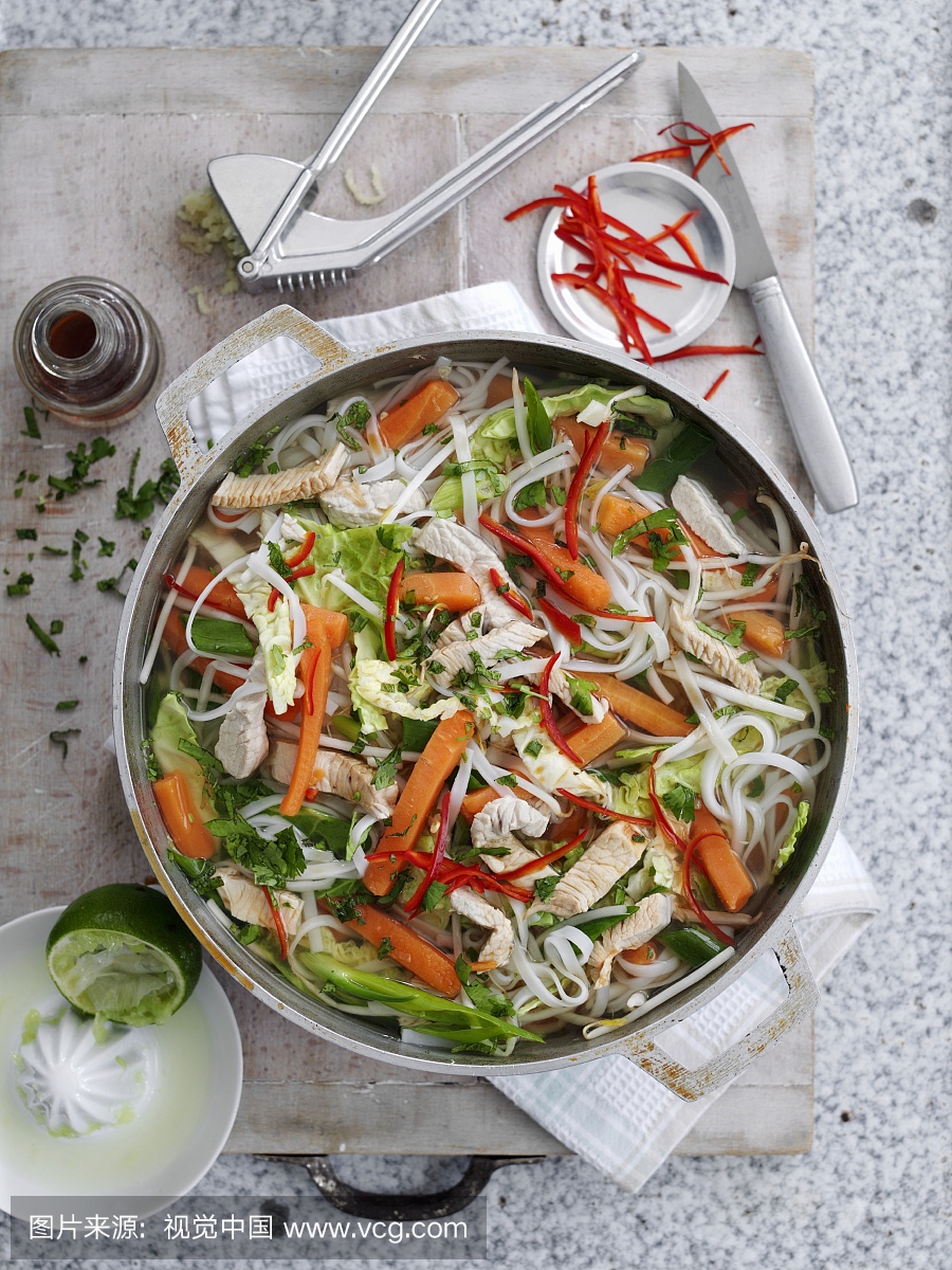 Rice noodles with vegetables and Turkey (Vietn