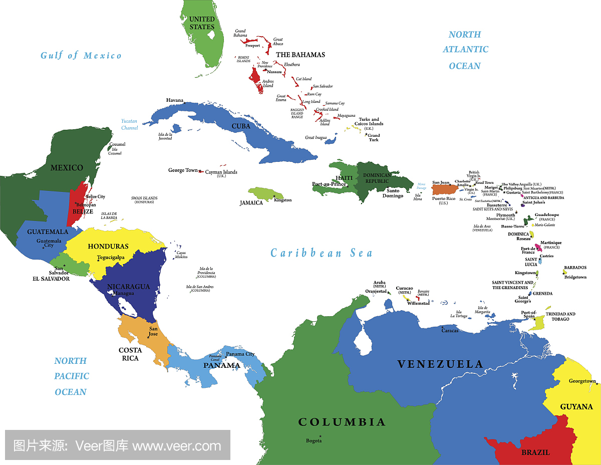 中美洲和加勒比地图