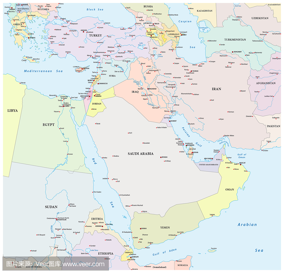 中东国家地图