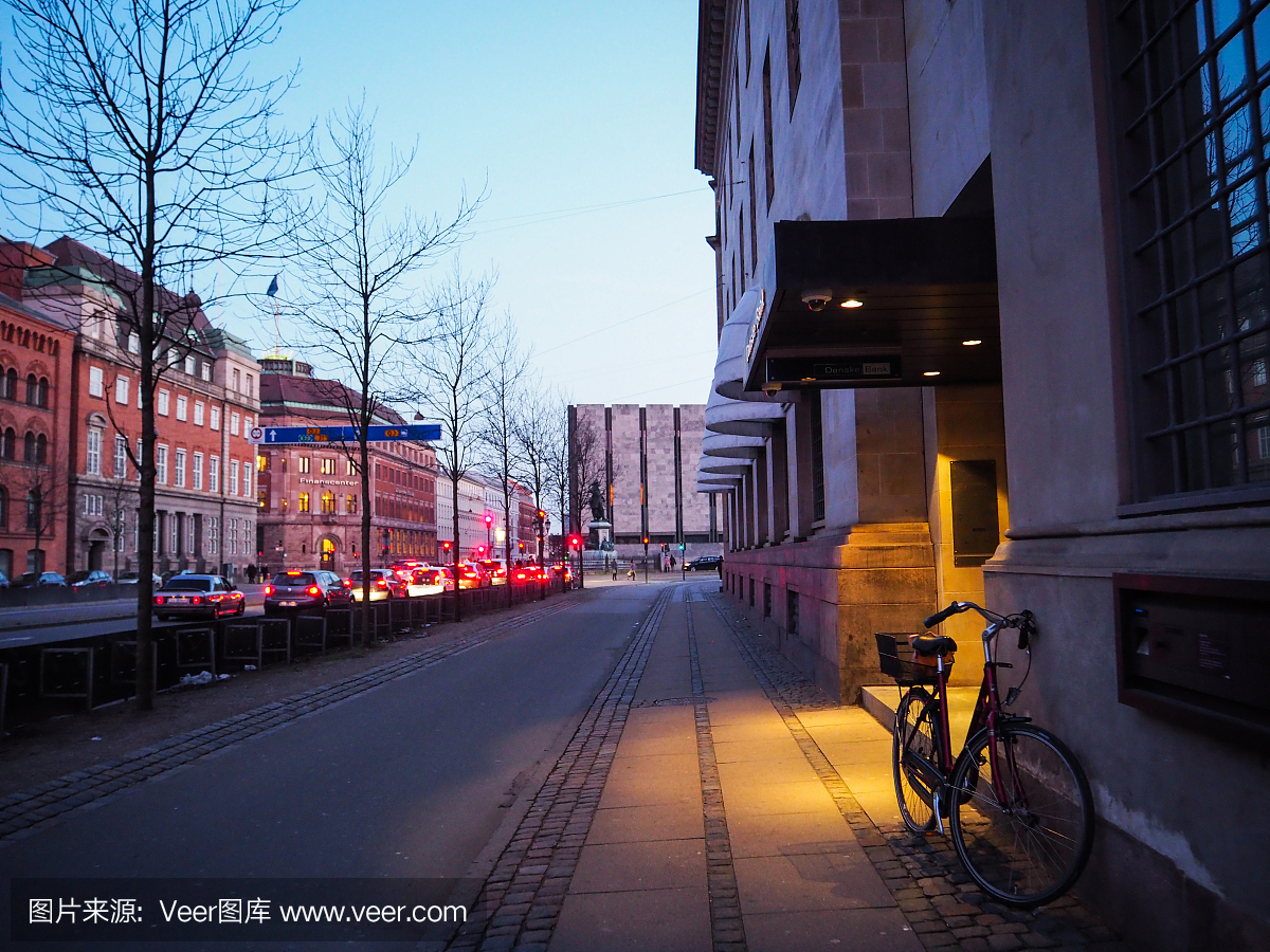 夜晚,哥本哈根,城市生活,建筑外部