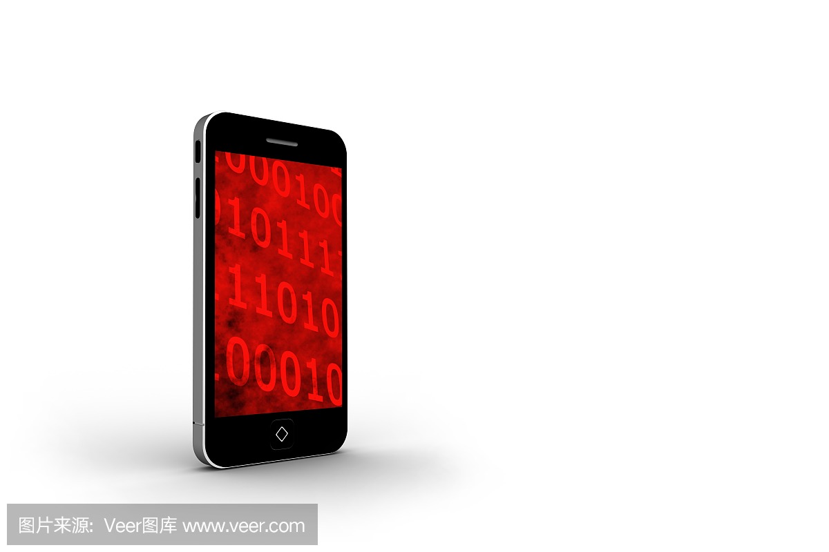 智能手机屏幕上的二进制代码