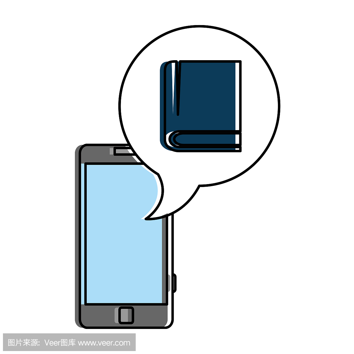 智能手机设备与讲话泡泡和电子书