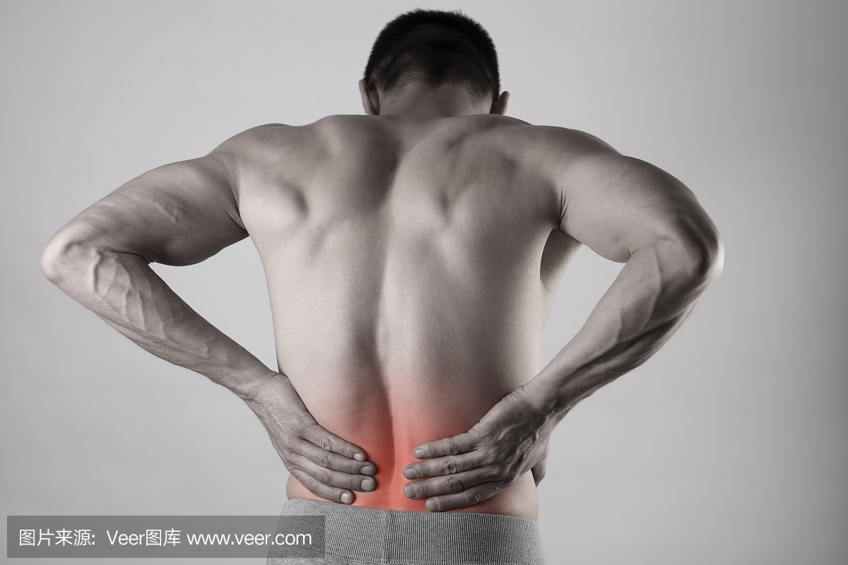 运动损伤,背部疼痛的人。疼痛缓解和保健理念