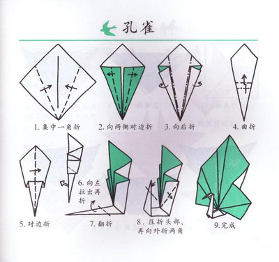 孔雀折纸步骤大全