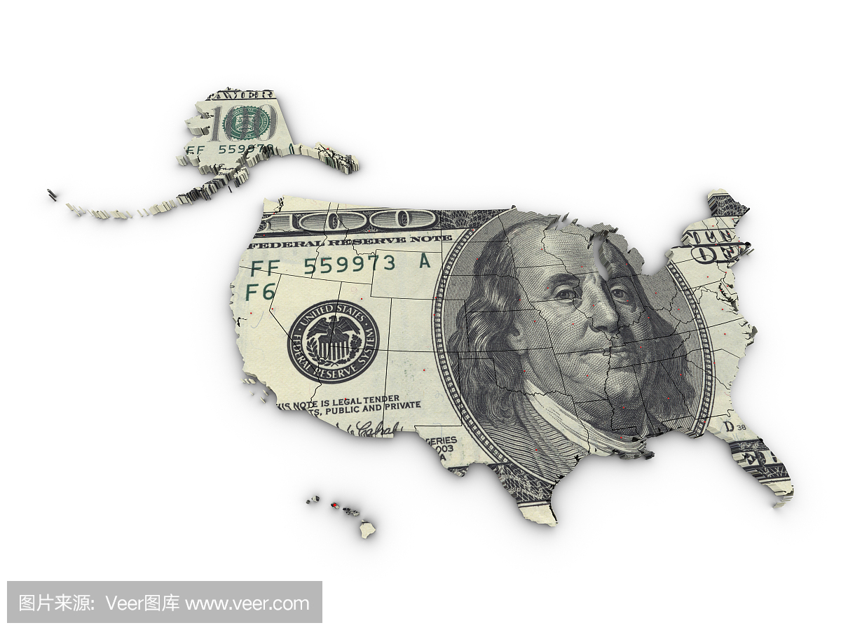 地图美国和美元