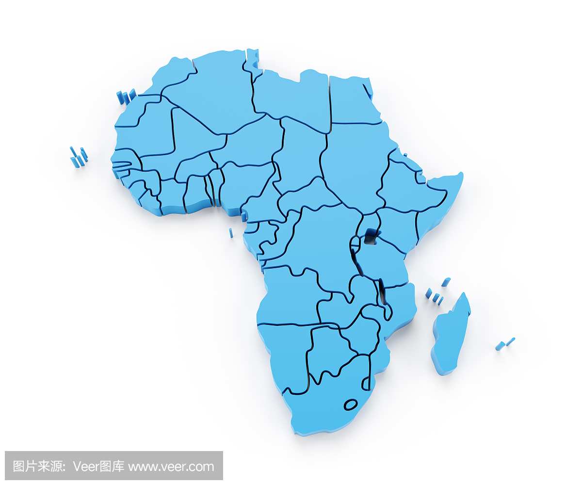 详细的非洲地图与国界