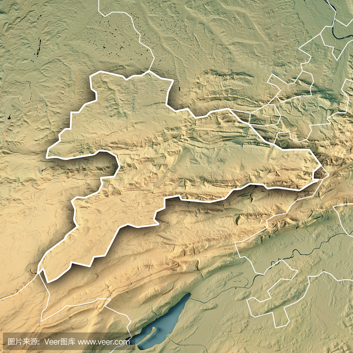 汝拉广州瑞士3D渲染地形图边界