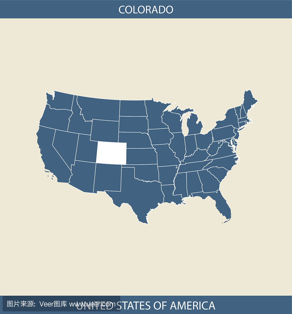 科罗拉多州地图美国矢量轮廓制图在蓝色和灰色