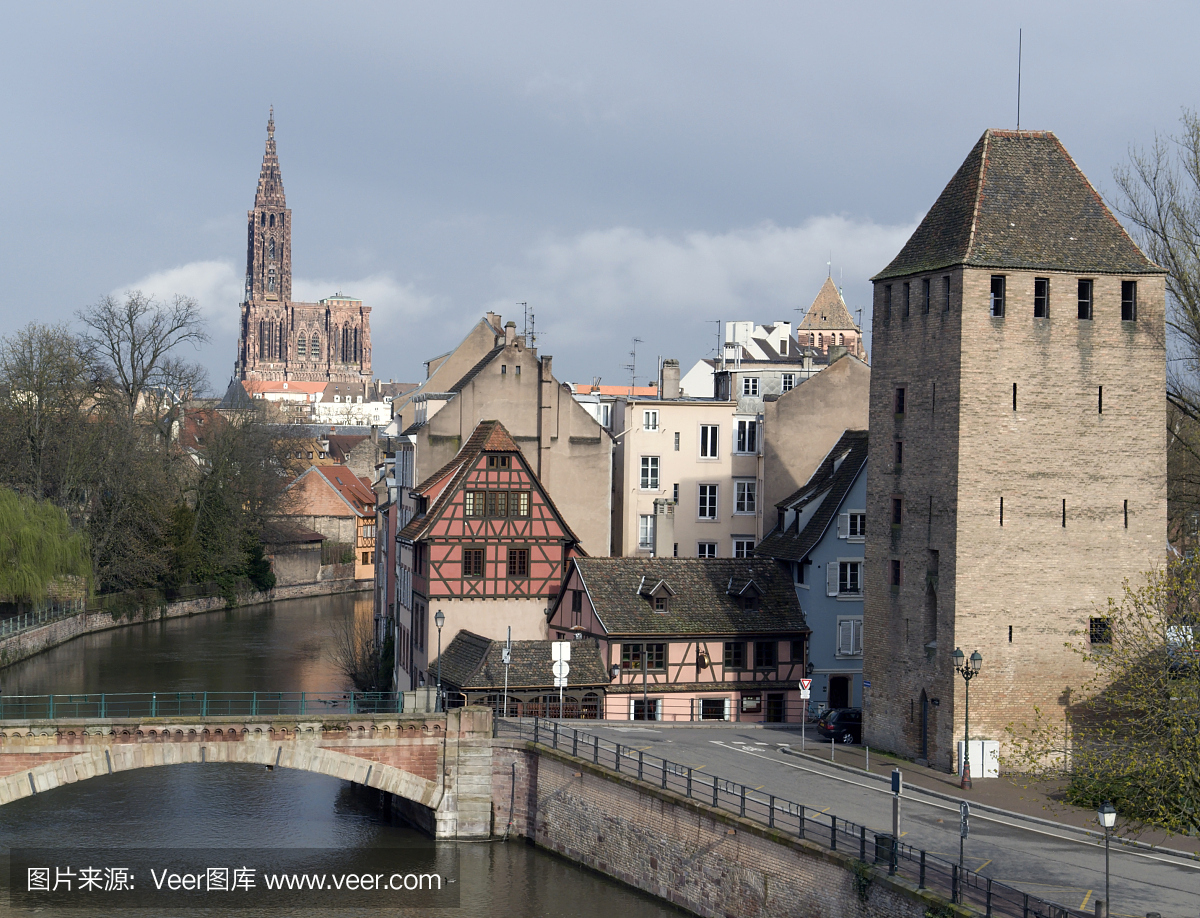 斯特拉斯堡风景与大教堂