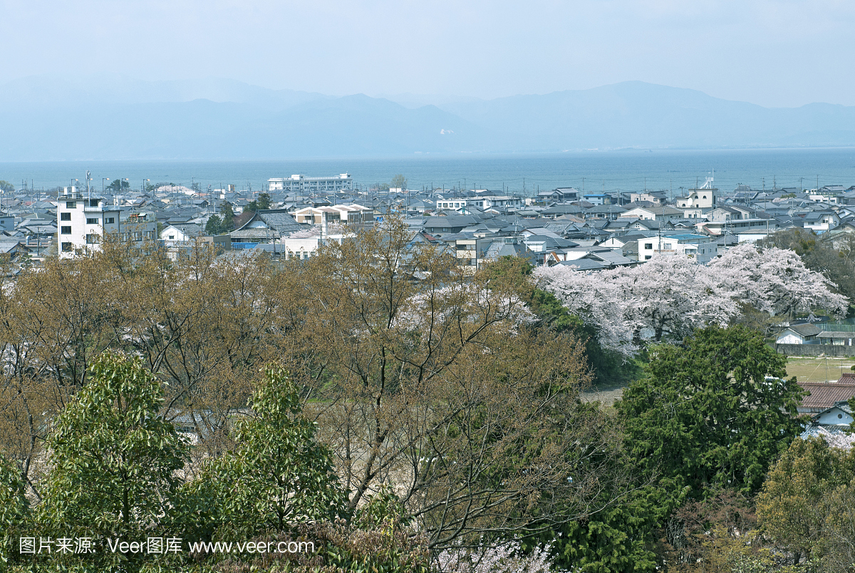 琵琶湖和彦根市在日本