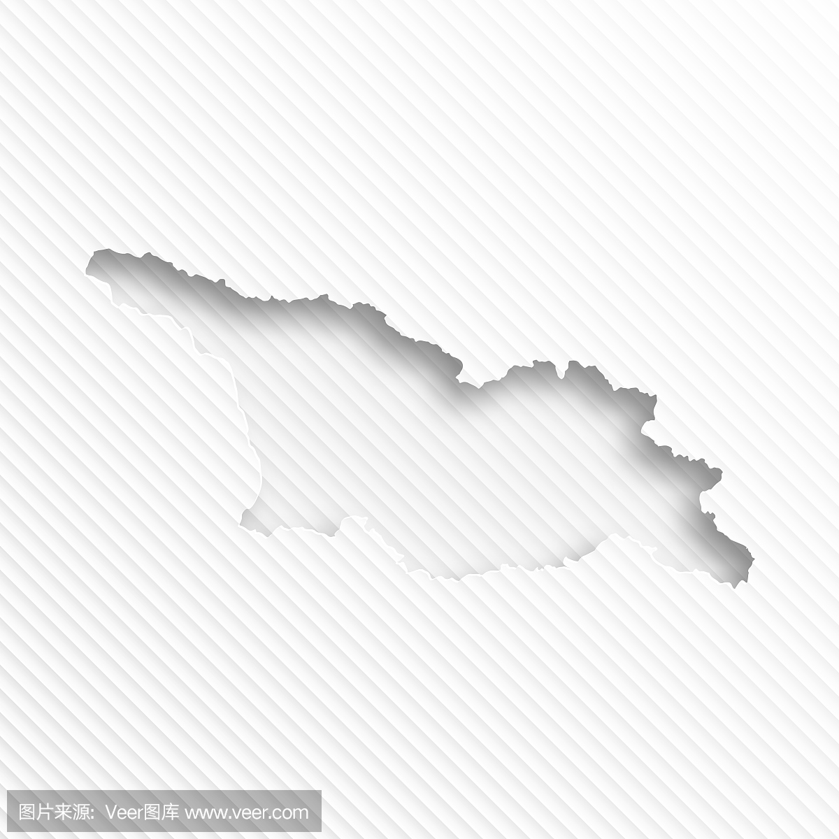 格鲁吉亚地图与剪纸上抽象的白色背景
