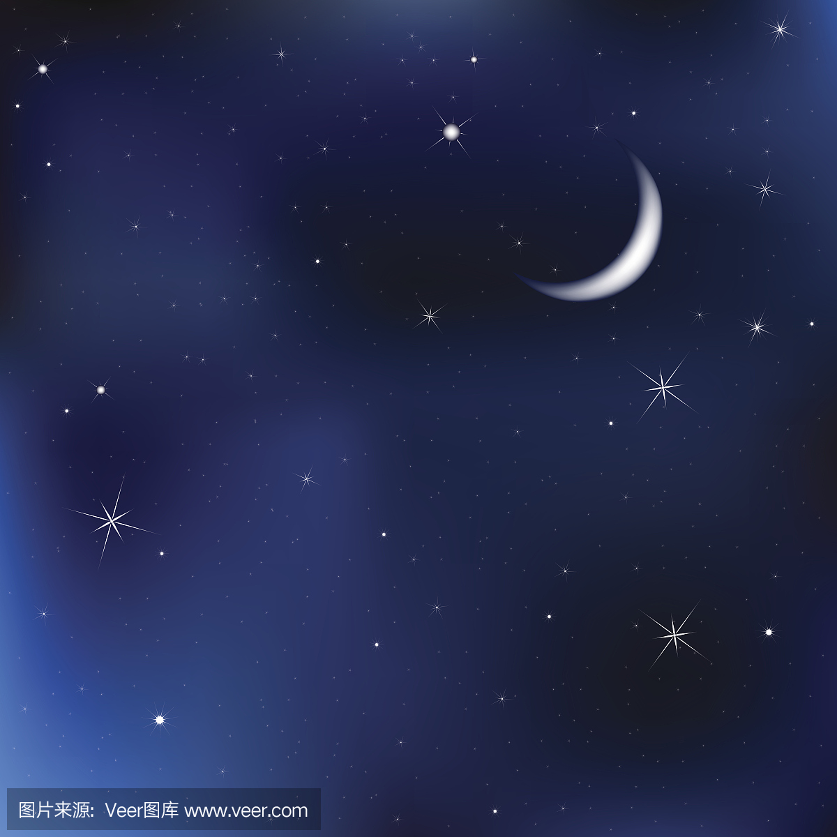 夜空与月亮和星星