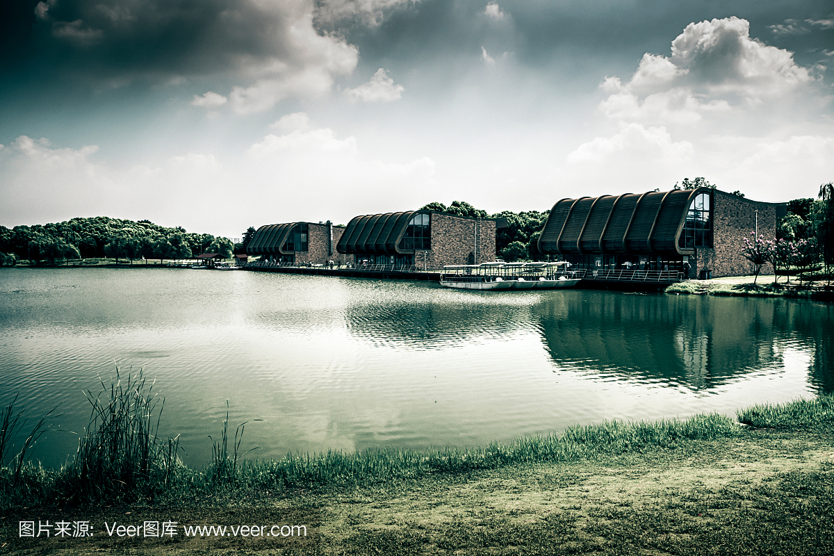 美丽的湖花园与反思