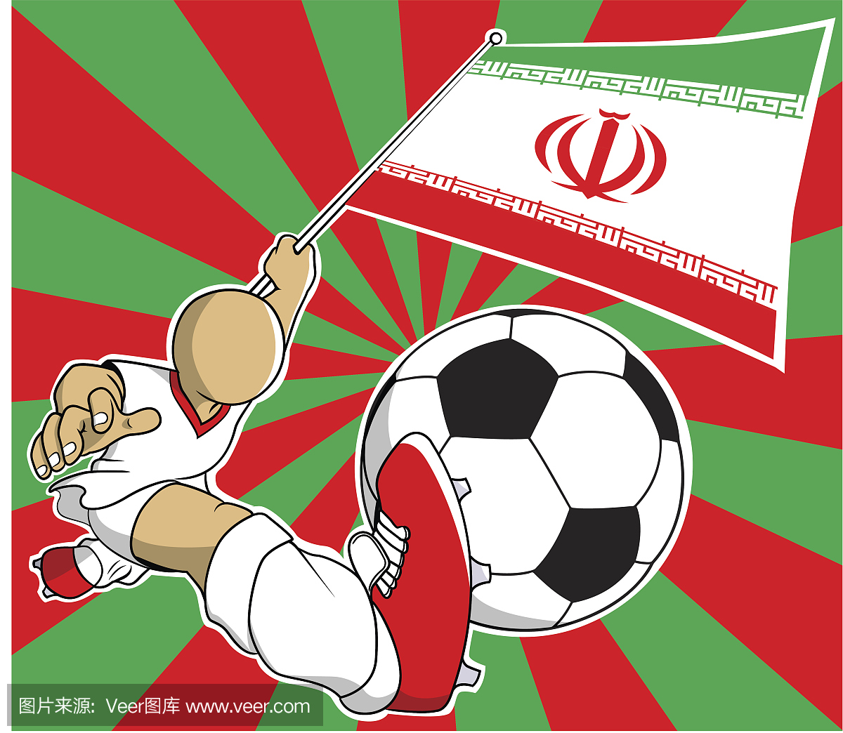 伊朗足球运动员矢量卡通