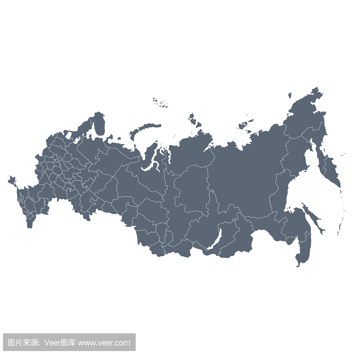 俄罗斯地图。在白色背景上孤立。