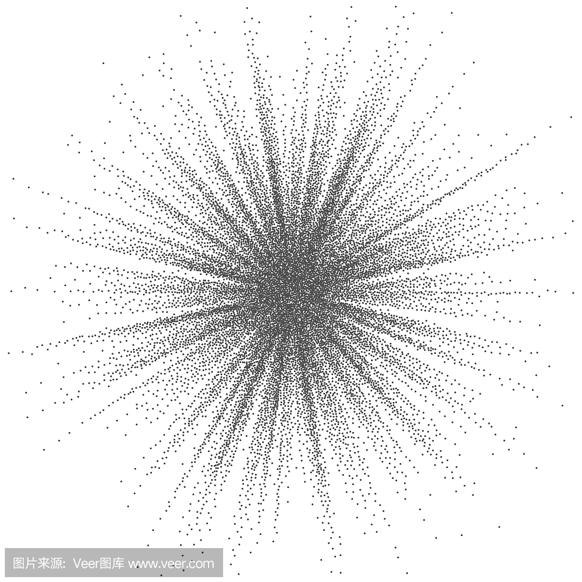 爆炸行动背景矢量。动态粒子。半色调背景。虚