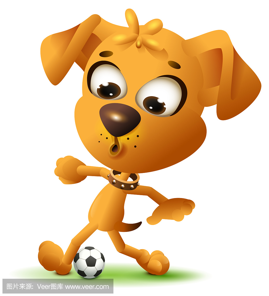 黄色有趣的狗玩足球