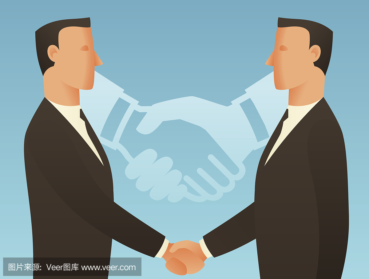 合伙企业概念图与商人握手。图片为