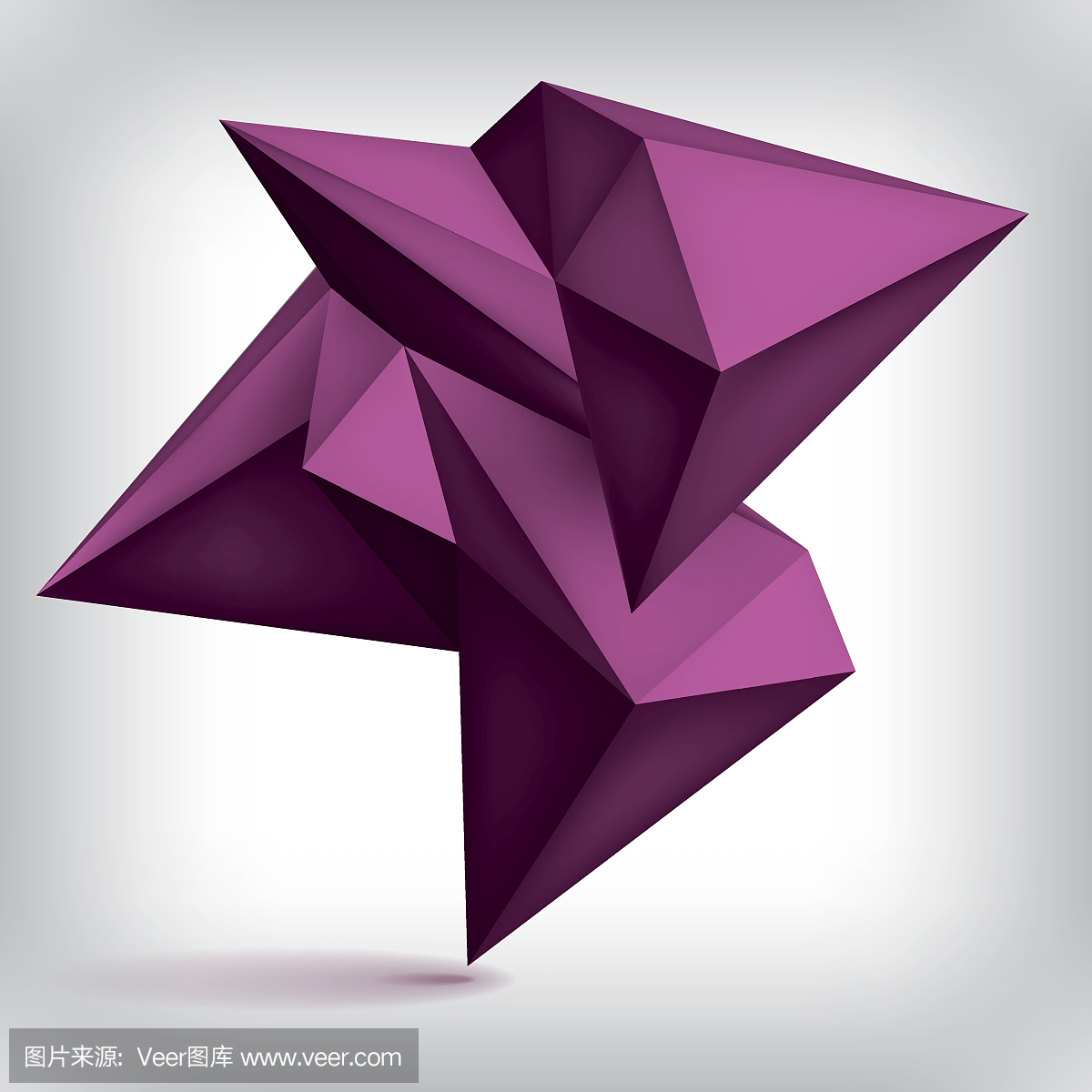 体积几何形状,3d石英晶体,抽象低多边形对象,矢