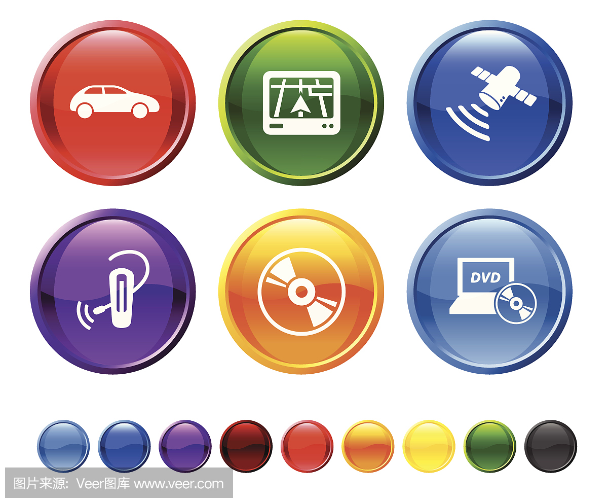 汽车电子版权免费矢量图标集