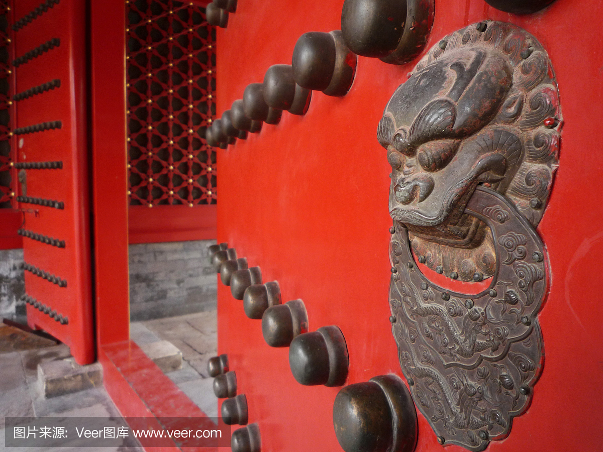 中国红门,手柄处于狮子形状