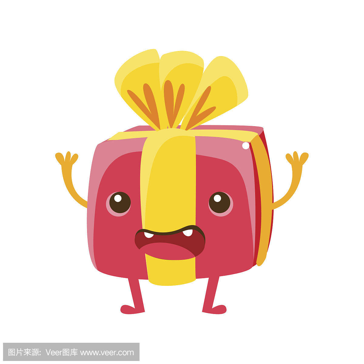 包裹的礼物盒,生日快乐和庆祝派对符号卡通人