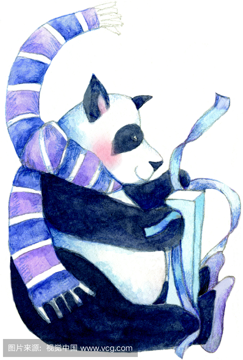 一条戴围巾的熊猫