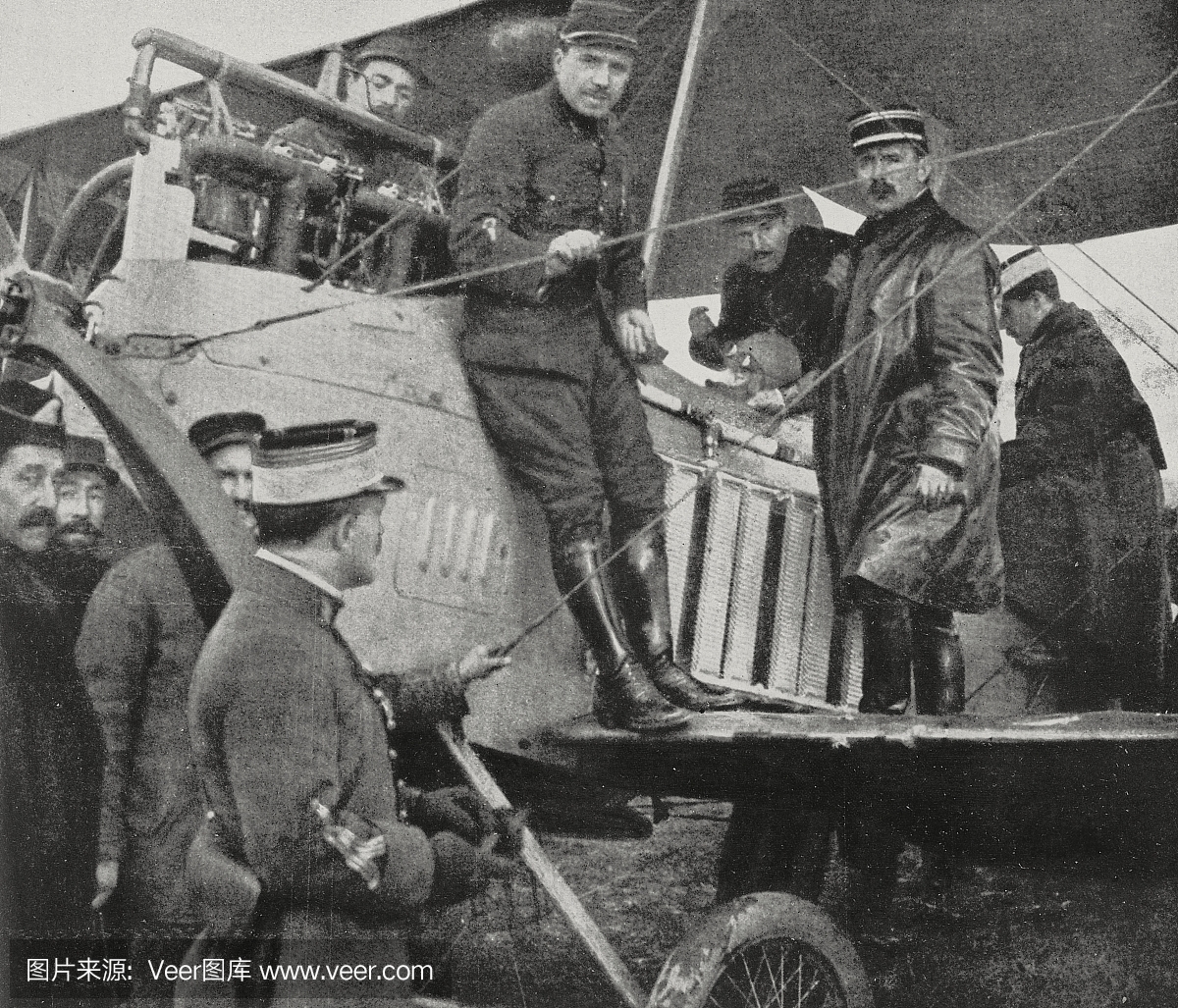 一些法国军官击落德国飞机,第一次世界大战中