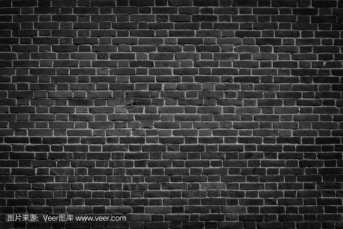 暗灰色的砖墙纹理 - 城市grunge黑色石工背景