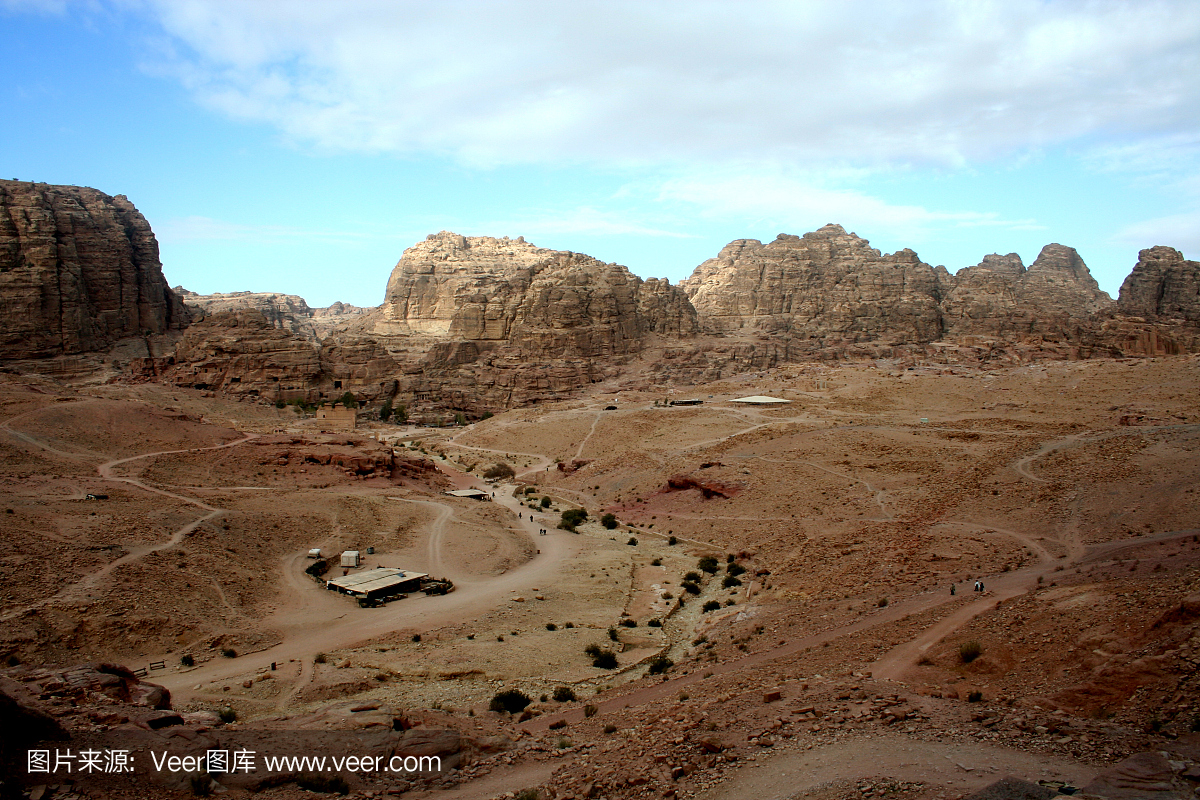 岩石沙漠景观佩特拉,约旦
