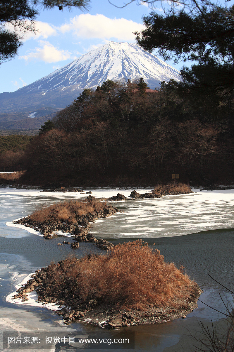 冷冻河,富士山,日本,2011年1月30日