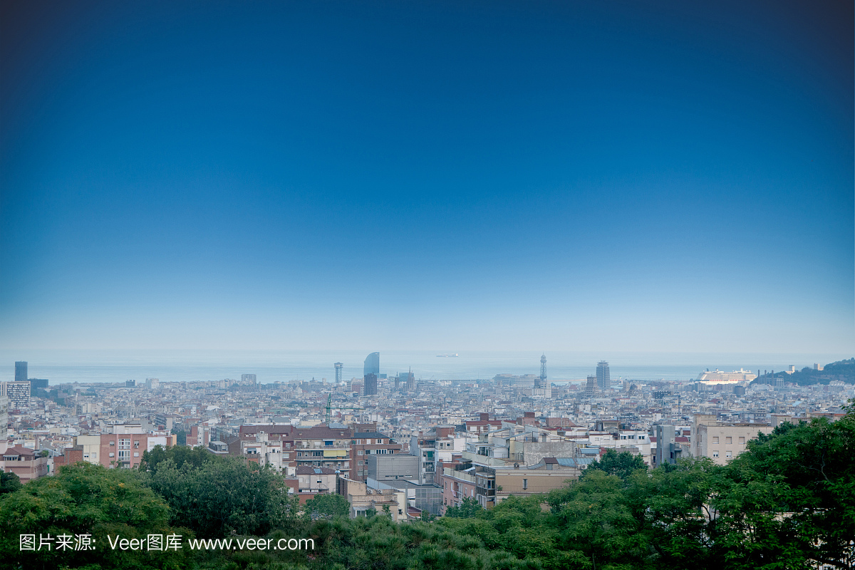 巴塞罗那,巴塞罗纳,水平画幅,地形