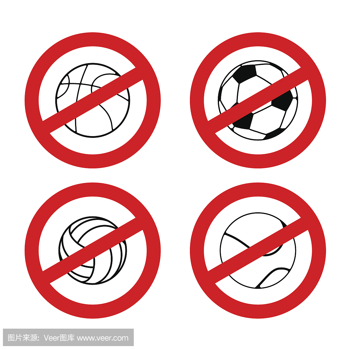 停止运动游戏。禁止足球红禁区标志排球。穿网