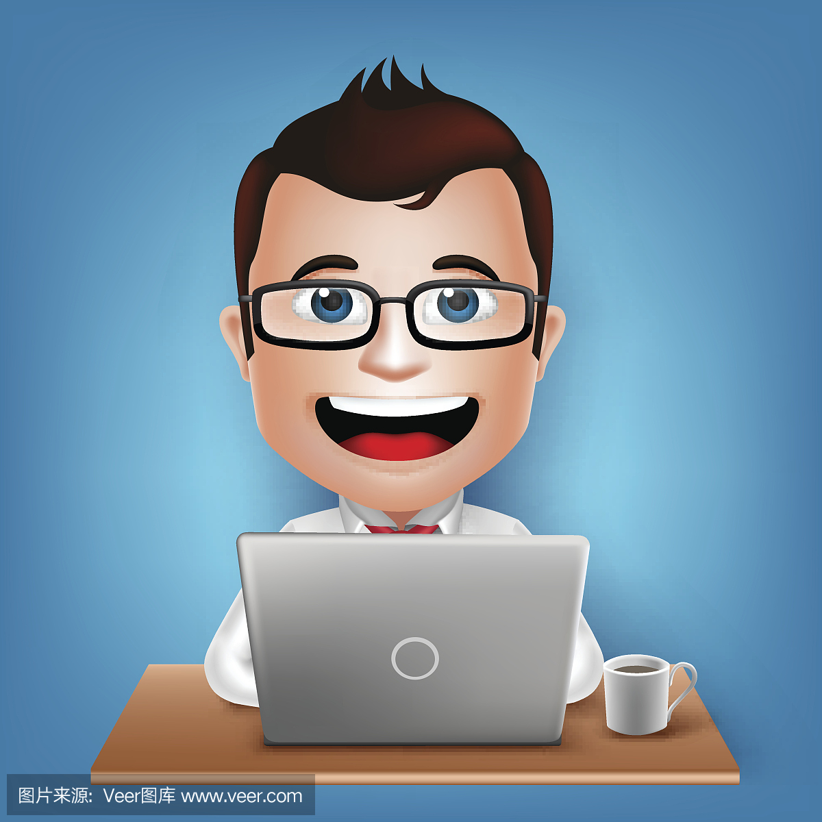 忙商人卡通人物坐着工作