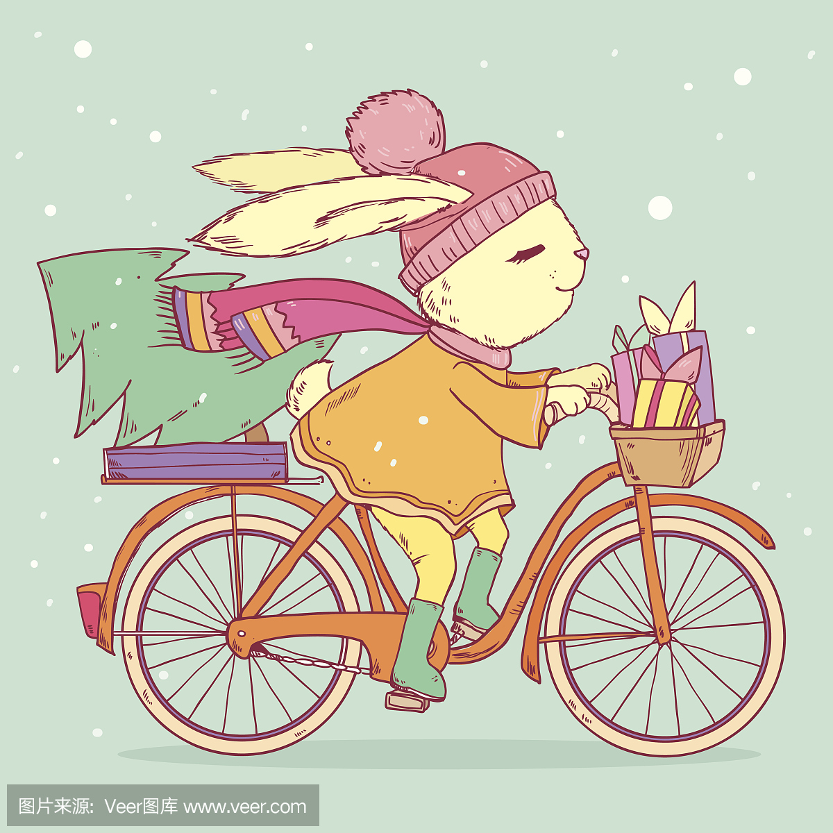 可爱的兔子骑自行车