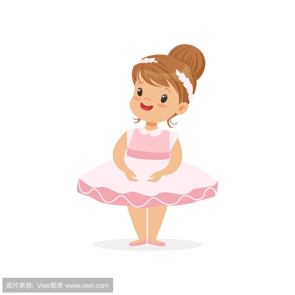 快乐的小女孩,在粉红色的芭蕾舞演员礼服的平