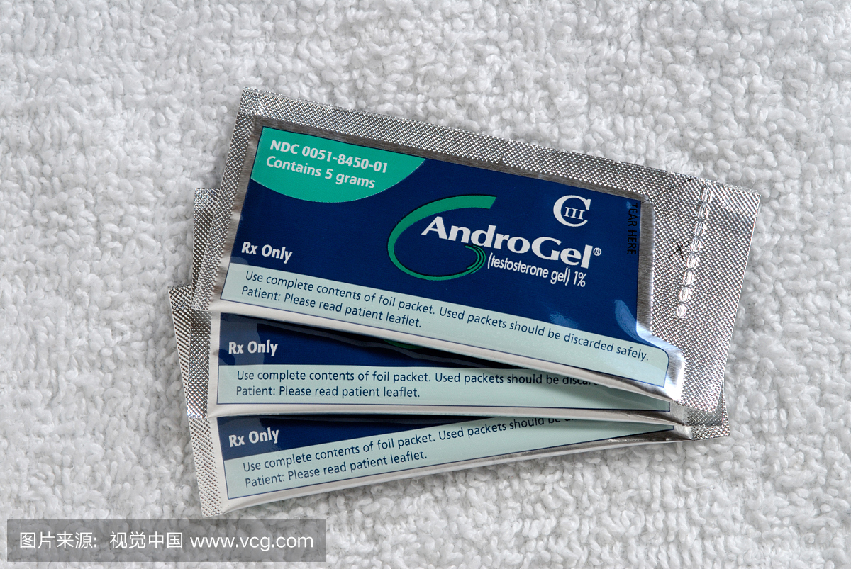 Androgel的包,一种处方睾酮透皮凝胶补充剂。